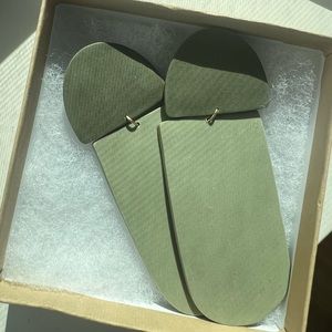 brand new modern handmade green statement earrings